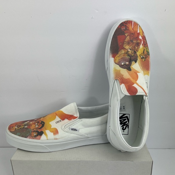 VANS BAD GUYS SLIP ON CAST/CREW DREAM WORKS WHITE CANVAS SIZE 10 ULTRA REAR